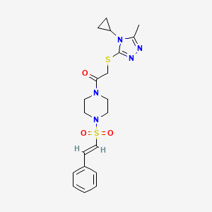 molecular formula C20H25N5O3S2 B2444028 2-[(4-cyclopropyl-5-methyl-1,2,4-triazol-3-yl)sulfanyl]-1-[4-[(E)-2-phenylethenyl]sulfonylpiperazin-1-yl]ethanone CAS No. 924876-55-1