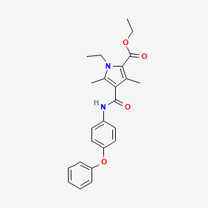 molecular formula C24H26N2O4 B2444030 ethyl 1-ethyl-3,5-dimethyl-4-((4-phenoxyphenyl)carbamoyl)-1H-pyrrole-2-carboxylate CAS No. 863006-88-6