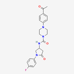 molecular formula C23H25FN4O3 B2444041 4-(4-acetylphenyl)-N-[1-(4-fluorophenyl)-5-oxopyrrolidin-3-yl]piperazine-1-carboxamide CAS No. 891107-88-3
