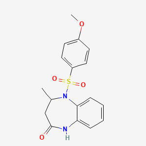 molecular formula C17H18N2O4S B2444045 5-[(4-methoxyphenyl)sulfonyl]-4-methyl-1,3,4,5-tetrahydro-2H-1,5-benzodiazepin-2-one CAS No. 866156-64-1