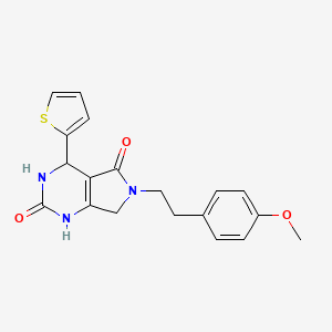 molecular formula C19H19N3O3S B2444050 6-(4-methoxyphenethyl)-4-(thiophen-2-yl)-3,4,6,7-tetrahydro-1H-pyrrolo[3,4-d]pyrimidine-2,5-dione CAS No. 940250-85-1