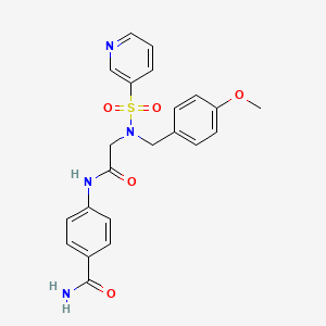 molecular formula C22H22N4O5S B2444057 4-(2-(N-(4-methoxybenzyl)pyridine-3-sulfonamido)acetamido)benzamide CAS No. 1021054-77-2