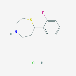 molecular formula C11H15ClFNS B2444061 7-(2-Fluorophenyl)-1,4-thiazepane hydrochloride CAS No. 2097937-48-7