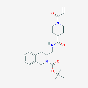 molecular formula C24H33N3O4 B2444064 Tert-butyl 3-[[(1-prop-2-enoylpiperidine-4-carbonyl)amino]methyl]-3,4-dihydro-1H-isoquinoline-2-carboxylate CAS No. 2361705-29-3