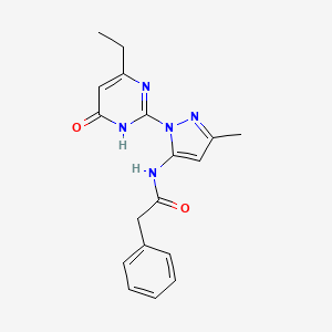 N-(1-(4-ethyl-6-oxo-1,6-dihydropyrimidin-2-yl)-3-methyl-1H-pyrazol-5-yl)-2-phenylacetamide