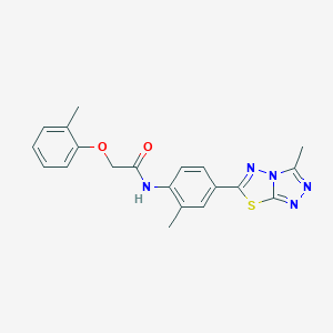 molecular formula C20H19N5O2S B244408 N-[2-methyl-4-(3-methyl[1,2,4]triazolo[3,4-b][1,3,4]thiadiazol-6-yl)phenyl]-2-(2-methylphenoxy)acetamide 