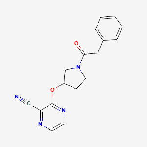 molecular formula C17H16N4O2 B2444081 3-((1-(2-Phenylacetyl)pyrrolidin-3-yl)oxy)pyrazine-2-carbonitrile CAS No. 2034322-45-5