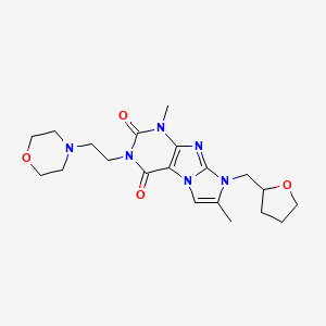 molecular formula C20H28N6O4 B2444086 4,7-二甲基-2-(2-吗啉-4-乙基)-6-(氧杂环己-2-基甲基)嘌呤[7,8-a]咪唑-1,3-二酮 CAS No. 896310-12-6