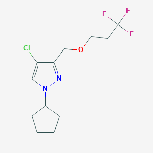 molecular formula C12H16ClF3N2O B2444090 4-chloro-1-cyclopentyl-3-[(3,3,3-trifluoropropoxy)methyl]-1H-pyrazole CAS No. 1856021-27-6