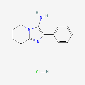 molecular formula C13H16ClN3 B2444098 2-phenyl-5H,6H,7H,8H-imidazo[1,2-a]pyridin-3-amine hydrochloride CAS No. 2044713-61-1