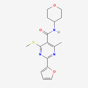 2-(furan-2-yl)-4-methyl-6-(methylsulfanyl)-N-(oxan-4-yl)pyrimidine-5-carboxamide