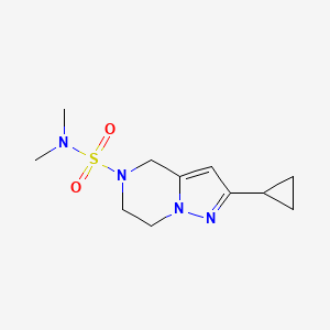 molecular formula C11H18N4O2S B2444108 2-cyclopropyl-N,N-dimethyl-6,7-dihydropyrazolo[1,5-a]pyrazine-5(4H)-sulfonamide CAS No. 2034418-84-1
