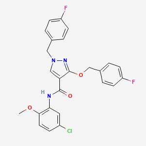 molecular formula C25H20ClF2N3O3 B2444110 N-(5-chloro-2-methoxyphenyl)-1-(4-fluorobenzyl)-3-((4-fluorobenzyl)oxy)-1H-pyrazole-4-carboxamide CAS No. 1014068-89-3