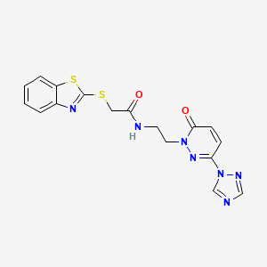 B2444113 2-(benzo[d]thiazol-2-ylthio)-N-(2-(6-oxo-3-(1H-1,2,4-triazol-1-yl)pyridazin-1(6H)-yl)ethyl)acetamide CAS No. 1797621-61-4