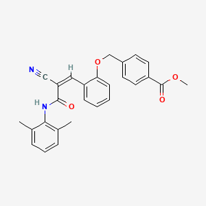 molecular formula C27H24N2O4 B2444148 Methyl 4-[[2-[(Z)-2-cyano-3-(2,6-dimethylanilino)-3-oxoprop-1-enyl]phenoxy]methyl]benzoate CAS No. 565194-78-7
