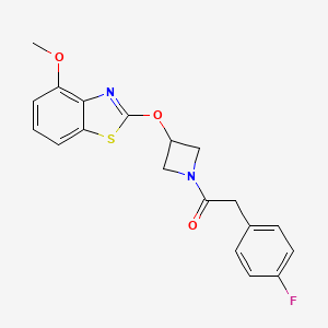 molecular formula C19H17FN2O3S B2444153 2-(4-Fluorophenyl)-1-(3-((4-methoxybenzo[d]thiazol-2-yl)oxy)azetidin-1-yl)ethanone CAS No. 1421466-44-5