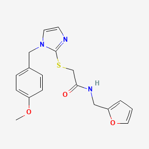 B2444157 N-(furan-2-ylmethyl)-2-[1-[(4-methoxyphenyl)methyl]imidazol-2-yl]sulfanylacetamide CAS No. 869346-61-2