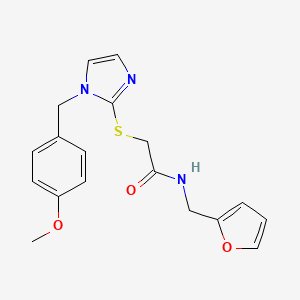 molecular formula C18H19N3O3S B2444157 N-[(furan-2-yl)methyl]-2-({1-[(4-methoxyphenyl)methyl]-1H-imidazol-2-yl}sulfanyl)acetamide CAS No. 869346-61-2