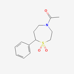 molecular formula C13H17NO3S B2444163 1-(1,1-Dioxido-7-phenyl-1,4-thiazepan-4-yl)ethanone CAS No. 2034534-56-8