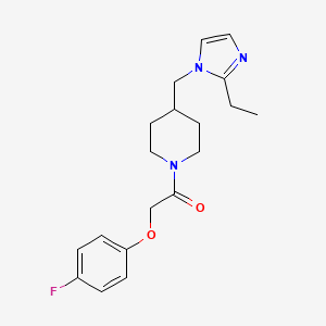molecular formula C19H24FN3O2 B2444170 1-(4-((2-乙基-1H-咪唑-1-基)甲基)哌啶-1-基)-2-(4-氟苯氧基)乙酮 CAS No. 1334374-77-4