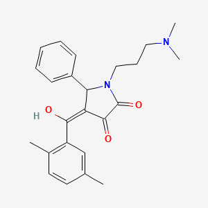 molecular formula C24H28N2O3 B2444172 1-(3-(dimethylamino)propyl)-4-(2,5-dimethylbenzoyl)-3-hydroxy-5-phenyl-1H-pyrrol-2(5H)-one CAS No. 537685-97-5