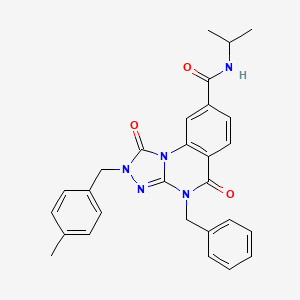 molecular formula C28H27N5O3 B2444193 4-benzyl-N-isopropyl-2-(4-methylbenzyl)-1,5-dioxo-1,2,4,5-tetrahydro-[1,2,4]triazolo[4,3-a]quinazoline-8-carboxamide CAS No. 1105231-20-6