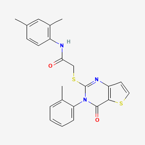 molecular formula C23H21N3O2S2 B2444205 N-(2,4-dimethylphenyl)-2-{[3-(2-methylphenyl)-4-oxo-3,4-dihydrothieno[3,2-d]pyrimidin-2-yl]sulfanyl}acetamide CAS No. 1291873-74-9