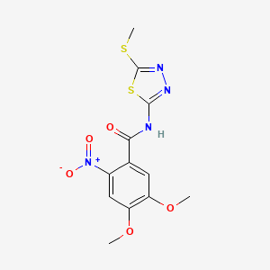 molecular formula C12H12N4O5S2 B2444206 4,5-dimethoxy-N-(5-methylsulfanyl-1,3,4-thiadiazol-2-yl)-2-nitrobenzamide CAS No. 391875-76-6