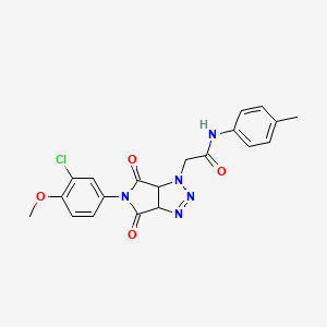 molecular formula C20H18ClN5O4 B2444209 2-[5-(3-chloro-4-methoxyphenyl)-4,6-dioxo-1H,3aH,4H,5H,6H,6aH-pyrrolo[3,4-d][1,2,3]triazol-1-yl]-N-(4-methylphenyl)acetamide CAS No. 1052562-19-2