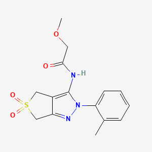 molecular formula C15H17N3O4S B2444210 2-methoxy-N-[2-(2-methylphenyl)-5,5-dioxo-4,6-dihydrothieno[3,4-c]pyrazol-3-yl]acetamide CAS No. 893940-36-8