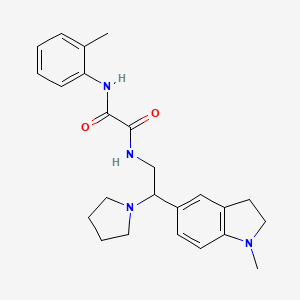 molecular formula C24H30N4O2 B2444212 N1-(2-(1-methylindolin-5-yl)-2-(pyrrolidin-1-yl)ethyl)-N2-(o-tolyl)oxalamide CAS No. 922556-58-9