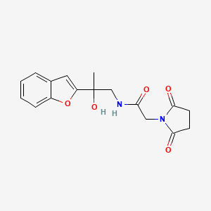 molecular formula C17H18N2O5 B2444213 N-(2-(benzofuran-2-yl)-2-hydroxypropyl)-2-(2,5-dioxopyrrolidin-1-yl)acetamide CAS No. 2034440-38-3