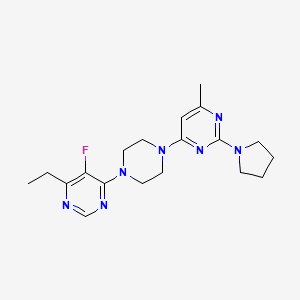 molecular formula C19H26FN7 B2444215 4-Ethyl-5-fluoro-6-[4-(6-methyl-2-pyrrolidin-1-ylpyrimidin-4-yl)piperazin-1-yl]pyrimidine CAS No. 2415573-88-3