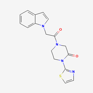 molecular formula C17H16N4O2S B2444234 4-[2-(1H-indol-1-yl)acetyl]-1-(1,3-thiazol-2-yl)piperazin-2-one CAS No. 2320538-87-0