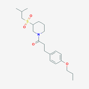 molecular formula C21H33NO4S B2444236 1-[3-(2-甲基丙烷磺酰基)哌啶-1-基]-3-(4-丙氧基苯基)丙-1-酮 CAS No. 2097883-13-9