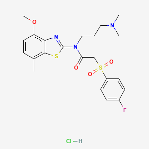 N-(3-(dimethylamino)propyl)-2-((4-fluorophenyl)sulfonyl)-N-(4-methoxy-7-methylbenzo[d]thiazol-2-yl)acetamide hydrochloride