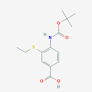 molecular formula C14H19NO4S B2444260 3-Ethylsulfanyl-4-[(2-methylpropan-2-yl)oxycarbonylamino]benzoic acid CAS No. 2287333-45-1