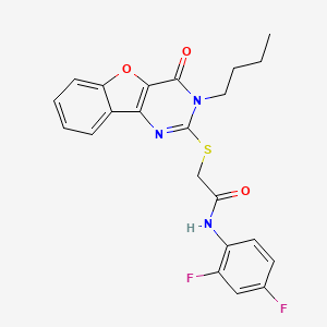 molecular formula C22H19F2N3O3S B2444277 2-[(3-butyl-4-oxo-3,4-dihydro[1]benzofuro[3,2-d]pyrimidin-2-yl)sulfanyl]-N-(2,4-difluorophenyl)acetamide CAS No. 899982-09-3