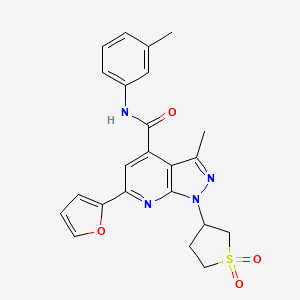 molecular formula C23H22N4O4S B2444278 1-(1,1-dioxidotetrahydrothiophen-3-yl)-6-(furan-2-yl)-3-methyl-N-(m-tolyl)-1H-pyrazolo[3,4-b]pyridine-4-carboxamide CAS No. 1021263-04-6