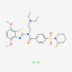 molecular formula C28H39ClN4O5S2 B2444279 N-(2-(diethylamino)ethyl)-N-(4,7-dimethoxybenzo[d]thiazol-2-yl)-4-((2-methylpiperidin-1-yl)sulfonyl)benzamide hydrochloride CAS No. 1321721-20-3
