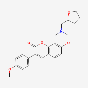 molecular formula C23H23NO5 B2444280 3-(4-甲氧基苯基)-9-((四氢呋喃-2-基)甲基)-9,10-二氢色烯并[8,7-e][1,3]恶嗪-2(8H)-酮 CAS No. 946292-80-4