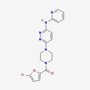 molecular formula C18H17BrN6O2 B2444296 (5-Bromofuran-2-yl)(4-(6-(pyridin-2-ylamino)pyridazin-3-yl)piperazin-1-yl)methanone CAS No. 1021223-66-4