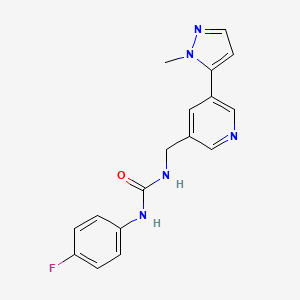 molecular formula C17H16FN5O B2444297 1-(4-fluorophenyl)-3-((5-(1-methyl-1H-pyrazol-5-yl)pyridin-3-yl)methyl)urea CAS No. 2034560-27-3