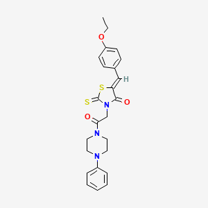 molecular formula C24H25N3O3S2 B2444299 (5Z)-5-[(4-ethoxyphenyl)methylidene]-3-[2-oxo-2-(4-phenylpiperazin-1-yl)ethyl]-2-sulfanylidene-1,3-thiazolidin-4-one CAS No. 463319-53-1
