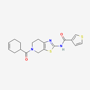 molecular formula C18H19N3O2S2 B2444310 N-(5-(环己-3-烯羰基)-4,5,6,7-四氢噻唑并[5,4-c]吡啶-2-基)噻吩-3-甲酰胺 CAS No. 1428350-89-3
