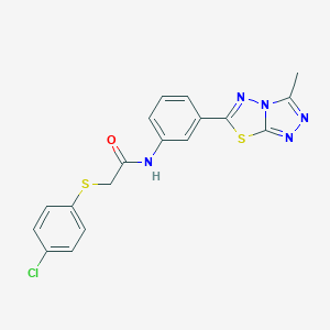 2-[(4-chlorophenyl)sulfanyl]-N-[3-(3-methyl[1,2,4]triazolo[3,4-b][1,3,4]thiadiazol-6-yl)phenyl]acetamide