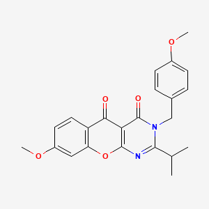 molecular formula C23H22N2O5 B2444345 2-isopropyl-8-methoxy-3-(4-methoxybenzyl)-3H-chromeno[2,3-d]pyrimidine-4,5-dione CAS No. 896853-03-5