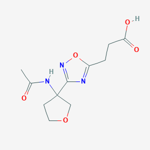 molecular formula C11H15N3O5 B2444348 3-[3-(3-Acetamidooxolan-3-yl)-1,2,4-oxadiazol-5-yl]propanoic acid CAS No. 2503206-30-0