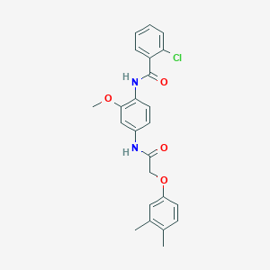 molecular formula C24H23ClN2O4 B244435 2-chloro-N-(4-{[(3,4-dimethylphenoxy)acetyl]amino}-2-methoxyphenyl)benzamide 