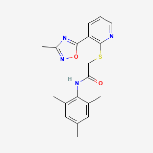 molecular formula C19H20N4O2S B2444352 N-mesityl-2-((3-(3-methyl-1,2,4-oxadiazol-5-yl)pyridin-2-yl)thio)acetamide CAS No. 1251704-64-9
